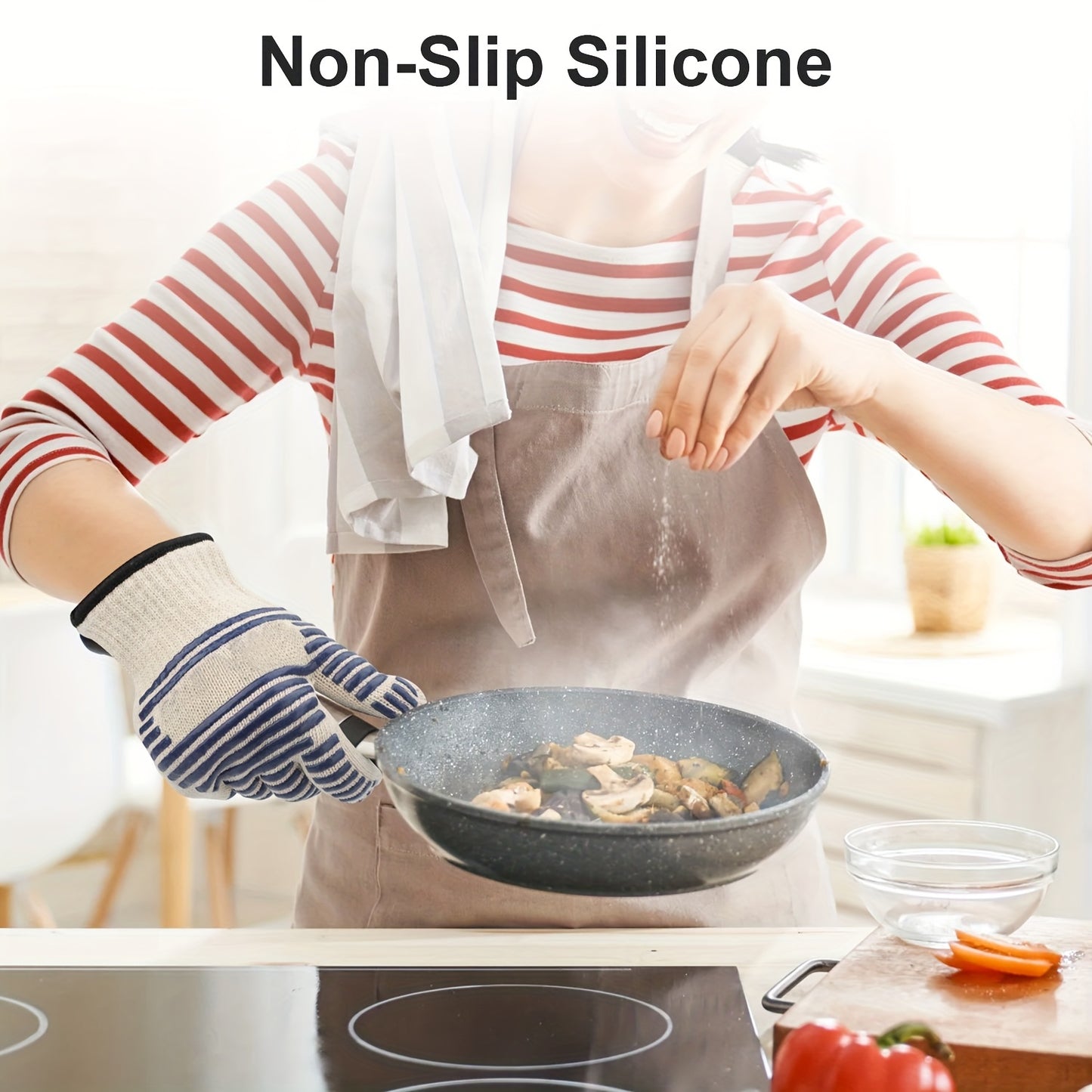 The Original Oven Gloves - Heat Resistant & Non-Slip Cooking Mitts for BBQ, Grilling, Baking, and Smoker Fireplace with Quilted Lining & Long Cuffs for Comfort & Protection, Heatresistant Mitts | Stylish Cooking Mitts | Quilted Lining Gloves