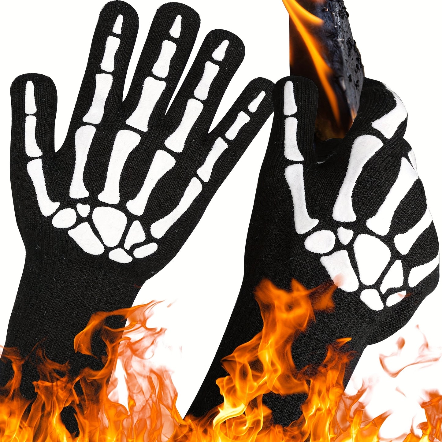 Extended BBQ Gloves, 1472°F Heat Resistant BBQ Gloves, 14 Inch Oven Cooking Gloves, Non-slip BBQ Gloves, BBQ, Smoking, Baking, Frying.