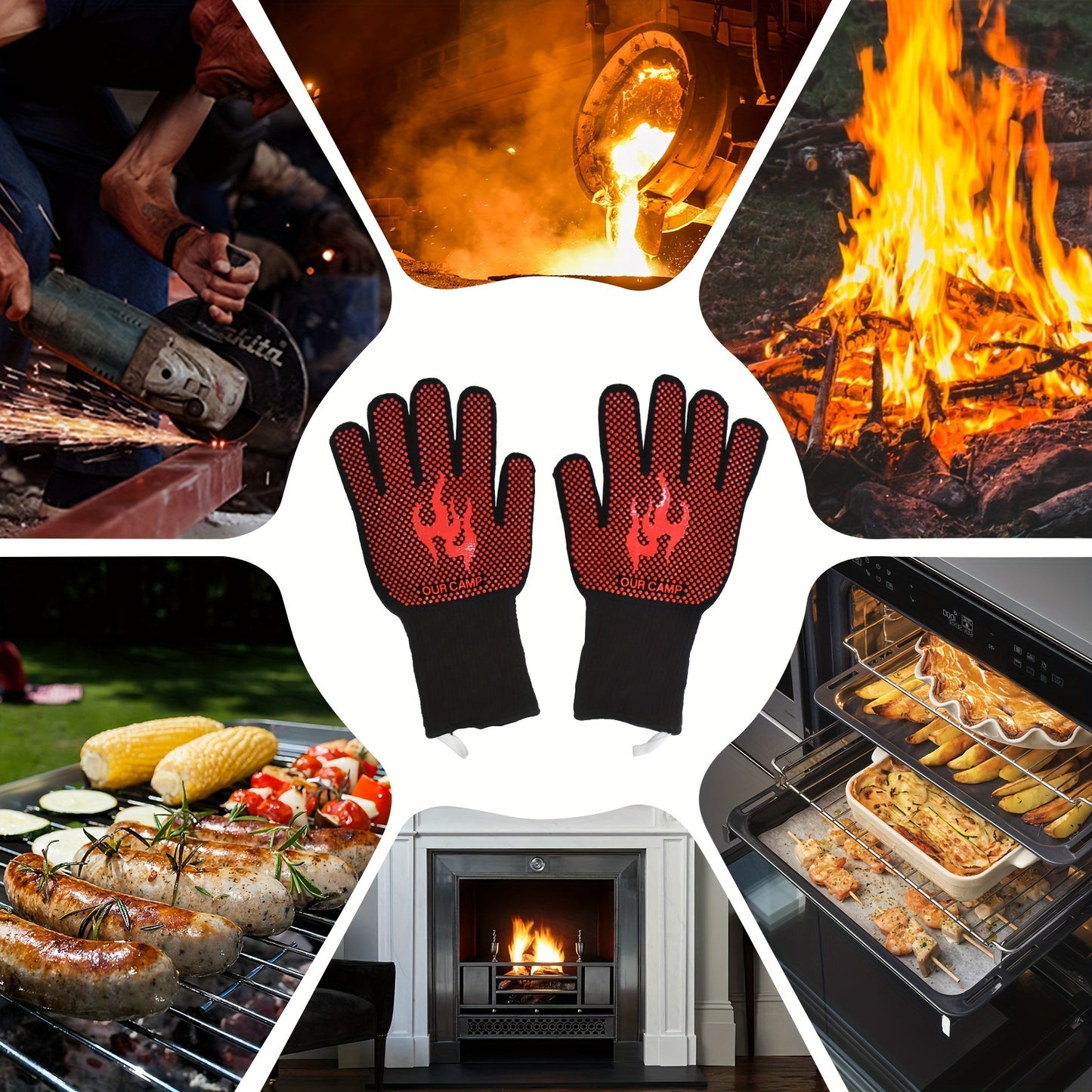 2pcs, High Temperature Heat Insulation Gloves, Heat Resistant Gloves, Non-slip Easy To Grab, Suitable For Barbecue, Outdoor, Baking, Cooking