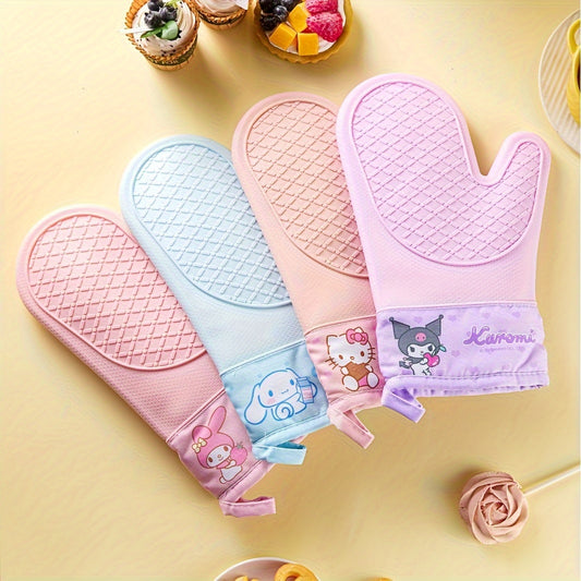 Sanrio 1 Pair High-Temperature Oven Insulating Gloves - Thickened, Heat-Resistant, Durable for Kitchen Baking