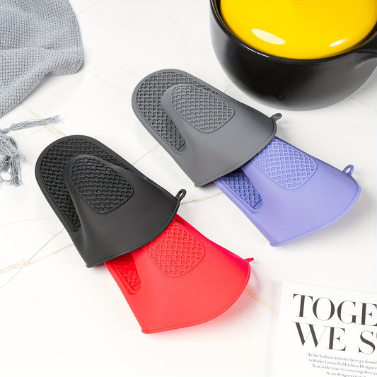 2pcs Silicone Oven Mitts - Heat Resistant BBQ Gloves for Cooking, Baking & Grilling, Non-Slip Grip with Honeycomb Pattern, Black, Red, Purple, Available in Packs of 2, Kitchen Safety Gloves | Textured Kitchenware