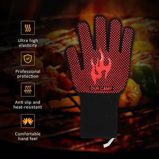 2pcs, High Temperature Heat Insulation Gloves, Heat Resistant Gloves, Non-slip Easy To Grab, Suitable For Barbecue, Outdoor, Baking, Cooking