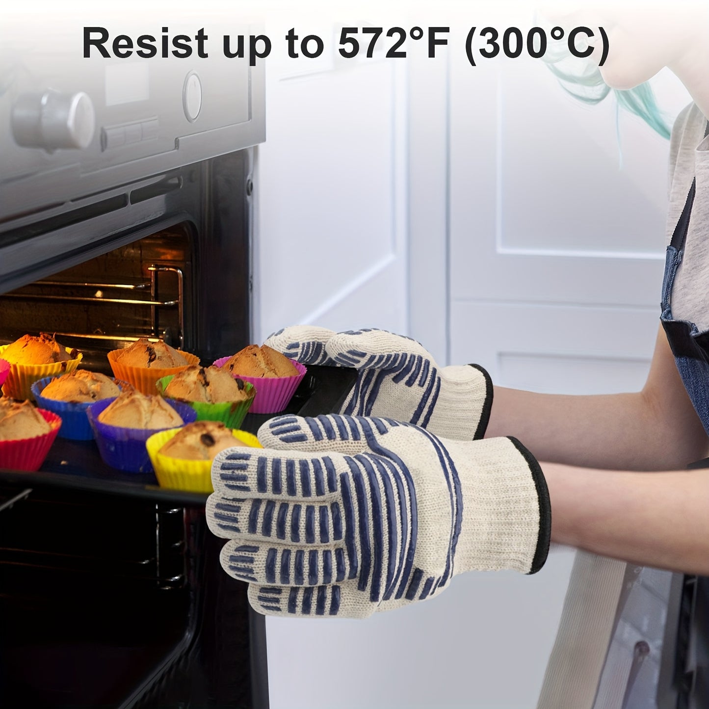 The Original Oven Gloves - Heat Resistant & Non-Slip Cooking Mitts for BBQ, Grilling, Baking, and Smoker Fireplace with Quilted Lining & Long Cuffs for Comfort & Protection, Heatresistant Mitts | Stylish Cooking Mitts | Quilted Lining Gloves