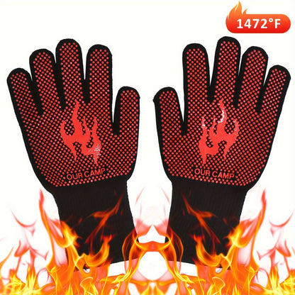 2pcs, High Temperature Heat Insulation Gloves, Heat Resistant Gloves, Non-slip Easy To Grab, Suitable For Barbecue, Outdoor, Baking, Cooking