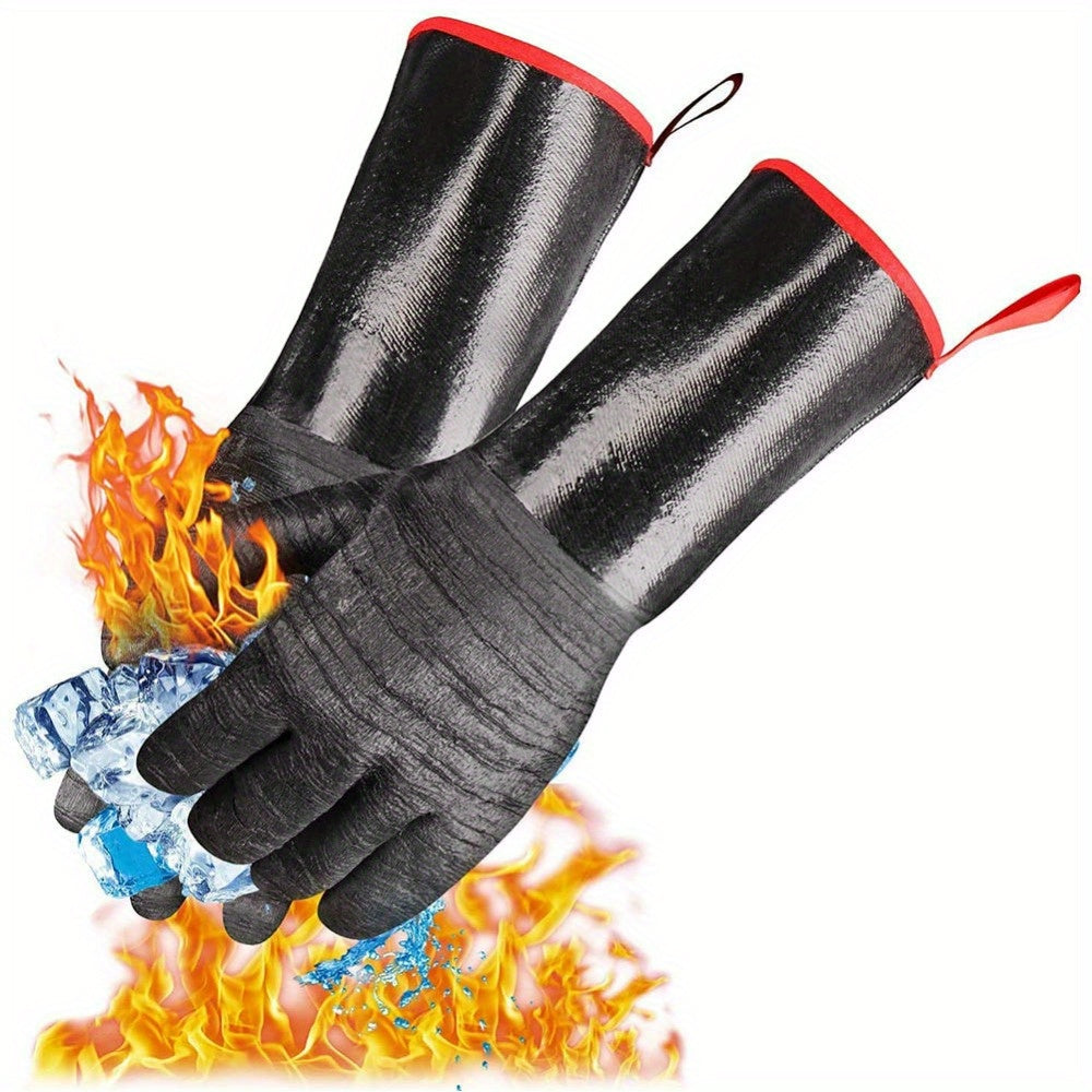1472°F Thicken Heat Resistant Gloves for Grill BBQ w\u002F S-Hook Kitchen Oven Mitts Waterproof Grill Gloves Neoprene Coating waterproof Oil Resistant Grilling Gloves Neoprene