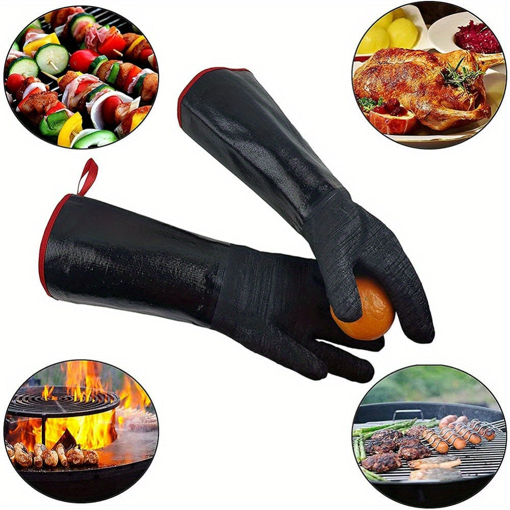 1472°F Thicken Heat Resistant Gloves for Grill BBQ w\u002F S-Hook Kitchen Oven Mitts Waterproof Grill Gloves Neoprene Coating waterproof Oil Resistant Grilling Gloves Neoprene