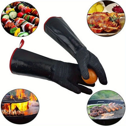 1472°F Thicken Heat Resistant Gloves for Grill BBQ w\u002F S-Hook Kitchen Oven Mitts Waterproof Grill Gloves Neoprene Coating waterproof Oil Resistant Grilling Gloves Neoprene
