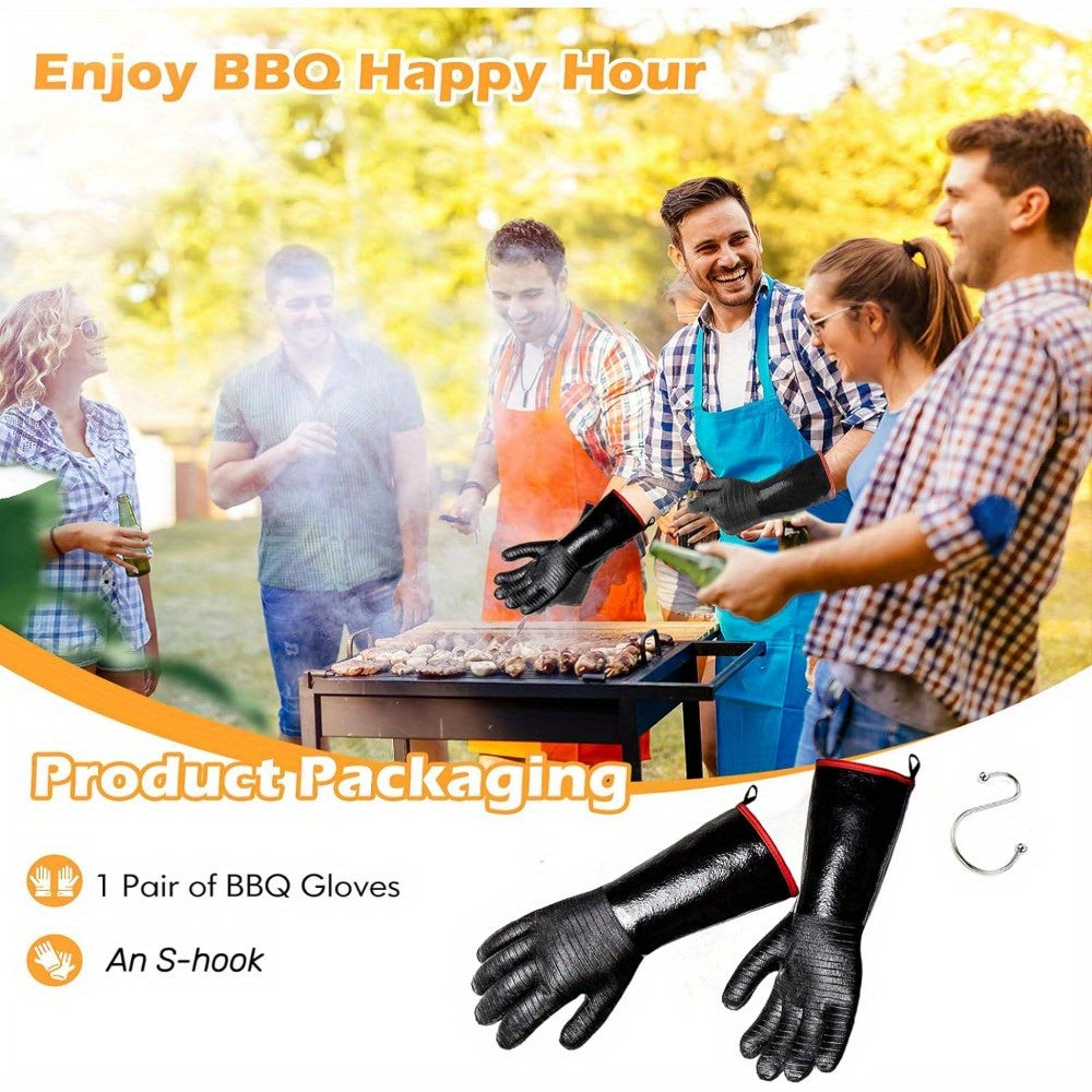 1472°F Thicken Heat Resistant Gloves for Grill BBQ w\u002F S-Hook Kitchen Oven Mitts Waterproof Grill Gloves Neoprene Coating waterproof Oil Resistant Grilling Gloves Neoprene