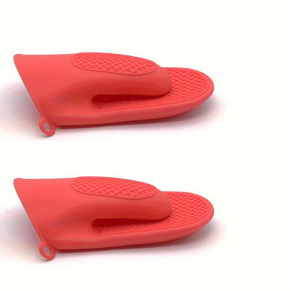 2pcs Silicone Oven Mitts - Heat Resistant BBQ Gloves for Cooking, Baking & Grilling, Non-Slip Grip with Honeycomb Pattern, Black, Red, Purple, Available in Packs of 2, Kitchen Safety Gloves | Textured Kitchenware