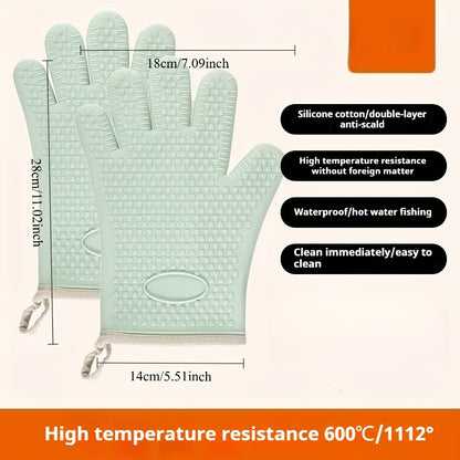 1 to 2 Pairs Of Thickened Heat-insulating And Heat-resistant Gloves, Kitchen Breathable Oven Gloves, And High-temperature Resistant Microwave Gloves for Baking, Suitable for Kitchen Cooking, Baking, Microwave And Barbecue Use
