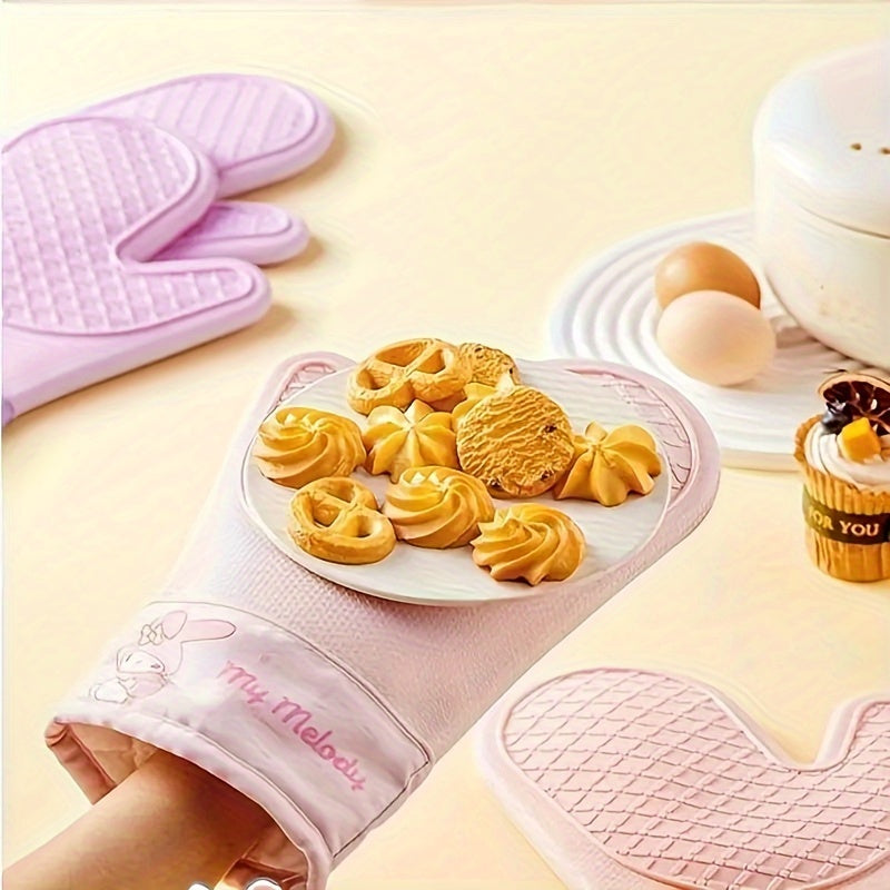 Sanrio 1 Pair High-Temperature Oven Insulating Gloves - Thickened, Heat-Resistant, Durable for Kitchen Baking