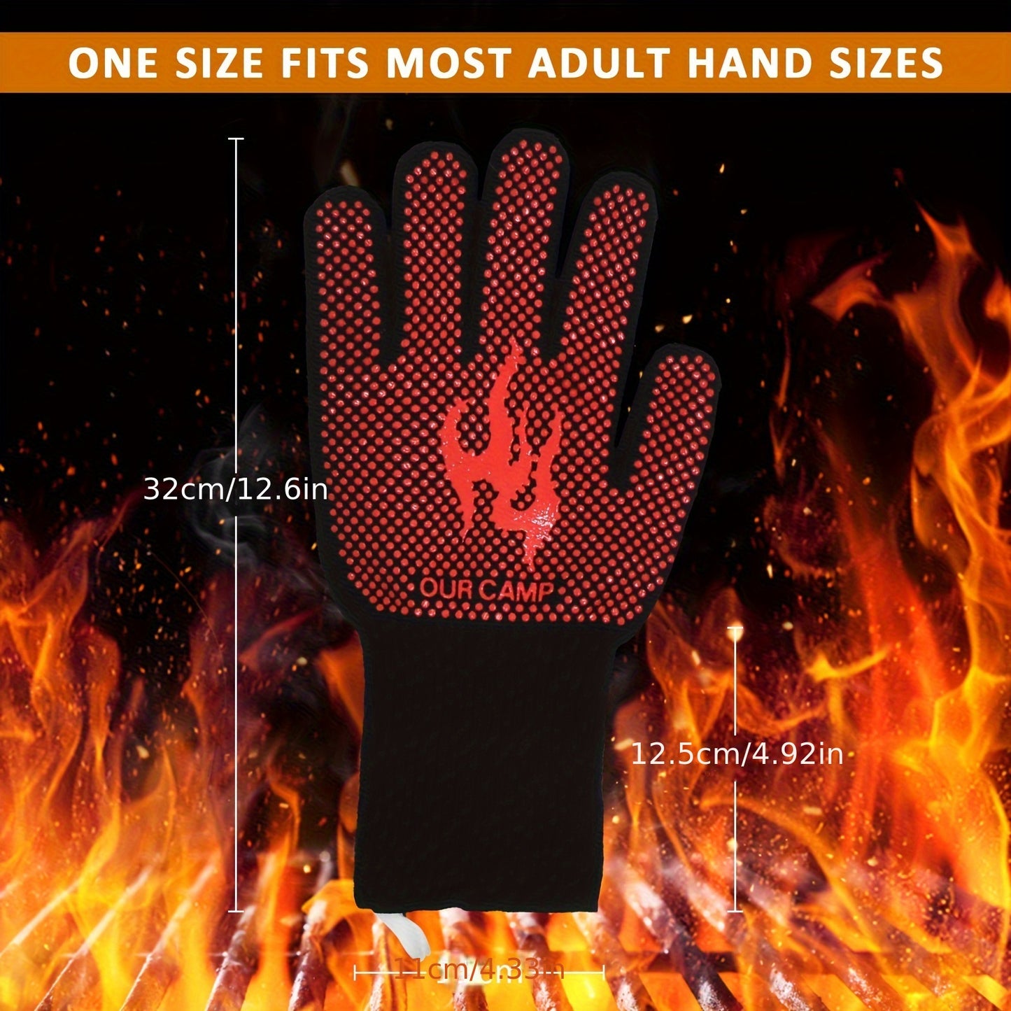2pcs, High Temperature Heat Insulation Gloves, Heat Resistant Gloves, Non-slip Easy To Grab, Suitable For Barbecue, Outdoor, Baking, Cooking