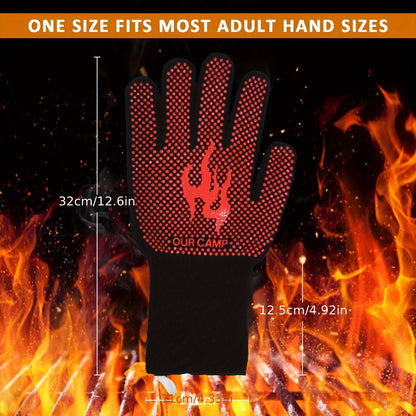 2pcs, High Temperature Heat Insulation Gloves, Heat Resistant Gloves, Non-slip Easy To Grab, Suitable For Barbecue, Outdoor, Baking, Cooking