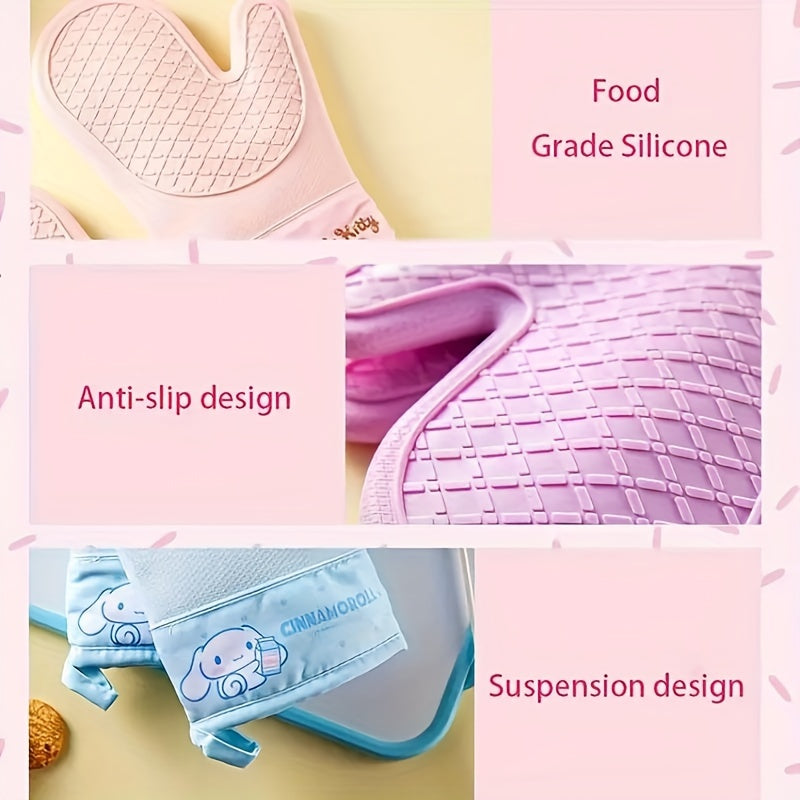 Sanrio 1 Pair High-Temperature Oven Insulating Gloves - Thickened, Heat-Resistant, Durable for Kitchen Baking