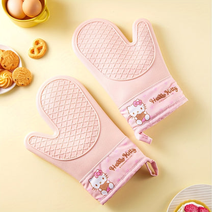 Sanrio 1 Pair High-Temperature Oven Insulating Gloves - Thickened, Heat-Resistant, Durable for Kitchen Baking