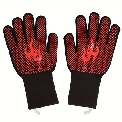 2pcs, High Temperature Heat Insulation Gloves, Heat Resistant Gloves, Non-slip Easy To Grab, Suitable For Barbecue, Outdoor, Baking, Cooking