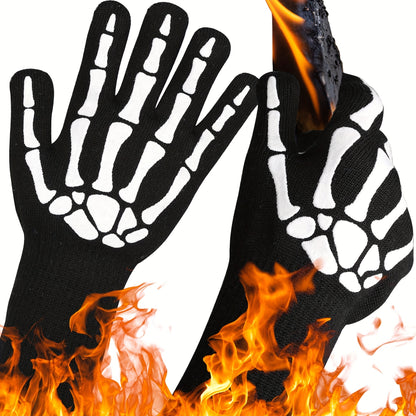 Extended BBQ Gloves, 1472°F Heat Resistant BBQ Gloves, 14 Inch Oven Cooking Gloves, Non-slip BBQ Gloves, BBQ, Smoking, Baking, Frying.