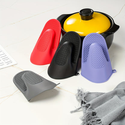 2pcs Silicone Oven Mitts - Heat Resistant BBQ Gloves for Cooking, Baking & Grilling, Non-Slip Grip with Honeycomb Pattern, Black, Red, Purple, Available in Packs of 2, Kitchen Safety Gloves | Textured Kitchenware