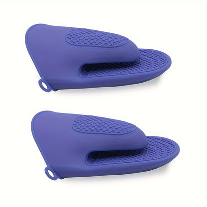 2pcs Silicone Oven Mitts - Heat Resistant BBQ Gloves for Cooking, Baking & Grilling, Non-Slip Grip with Honeycomb Pattern, Black, Red, Purple, Available in Packs of 2, Kitchen Safety Gloves | Textured Kitchenware