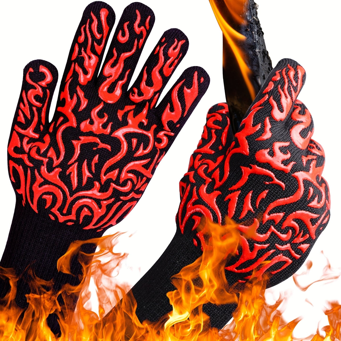 Extended BBQ Gloves, 1472°F Heat Resistant BBQ Gloves, 14 Inch Oven Cooking Gloves, Non-slip BBQ Gloves, BBQ, Smoking, Baking, Frying.