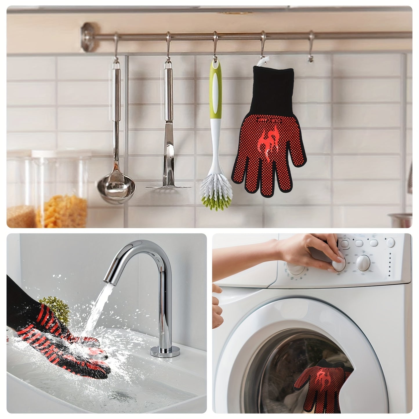 2pcs, High Temperature Heat Insulation Gloves, Heat Resistant Gloves, Non-slip Easy To Grab, Suitable For Barbecue, Outdoor, Baking, Cooking