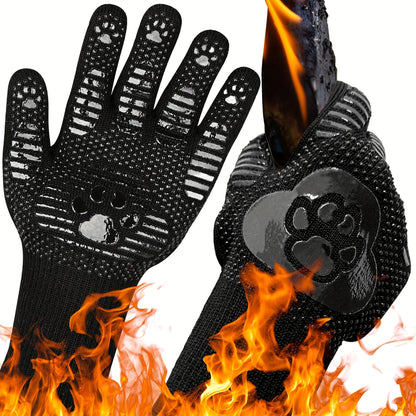 Extended BBQ Gloves, 1472°F Heat Resistant BBQ Gloves, 14 Inch Oven Cooking Gloves, Non-slip BBQ Gloves, BBQ, Smoking, Baking, Frying.