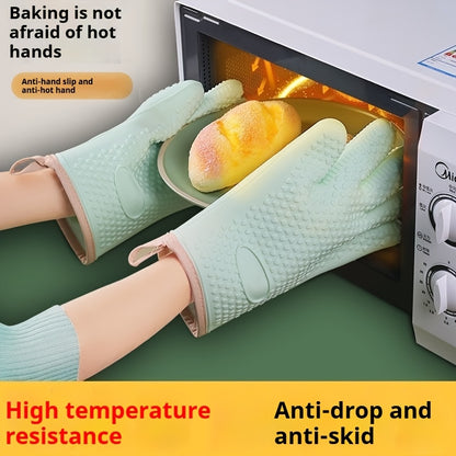 1 to 2 Pairs Of Thickened Heat-insulating And Heat-resistant Gloves, Kitchen Breathable Oven Gloves, And High-temperature Resistant Microwave Gloves for Baking, Suitable for Kitchen Cooking, Baking, Microwave And Barbecue Use