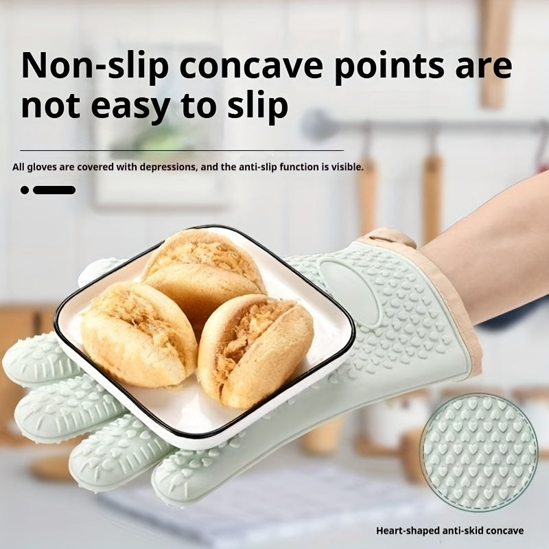 1 to 2 Pairs Of Thickened Heat-insulating And Heat-resistant Gloves, Kitchen Breathable Oven Gloves, And High-temperature Resistant Microwave Gloves for Baking, Suitable for Kitchen Cooking, Baking, Microwave And Barbecue Use