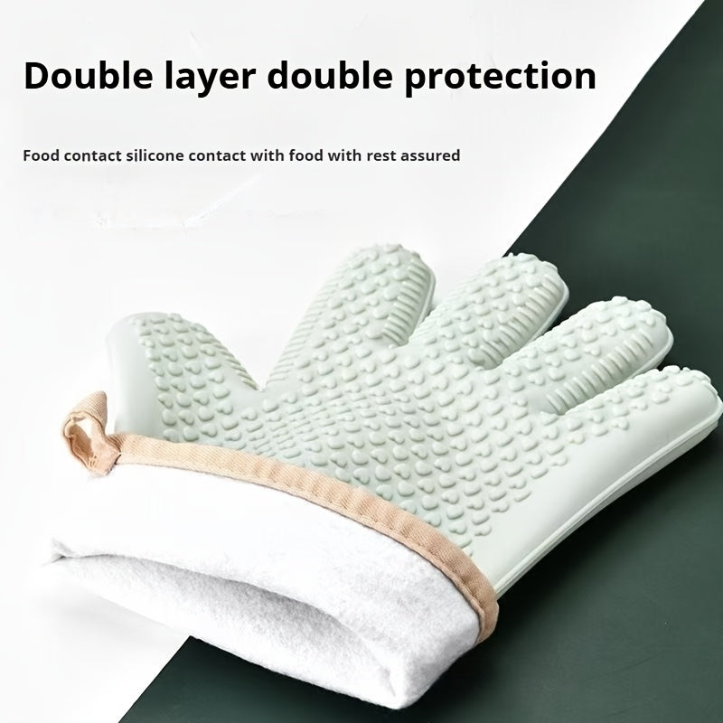 1 to 2 Pairs Of Thickened Heat-insulating And Heat-resistant Gloves, Kitchen Breathable Oven Gloves, And High-temperature Resistant Microwave Gloves for Baking, Suitable for Kitchen Cooking, Baking, Microwave And Barbecue Use